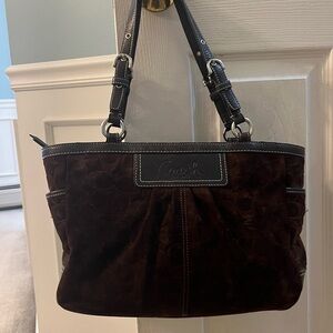 Chocolate Suede Coach Tote